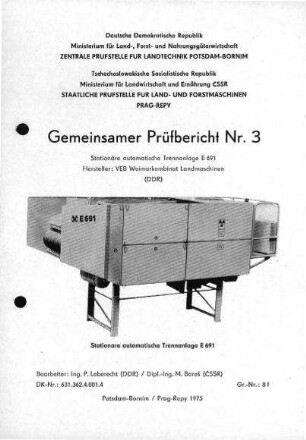 Stationäre automatische Trennanlage E 691