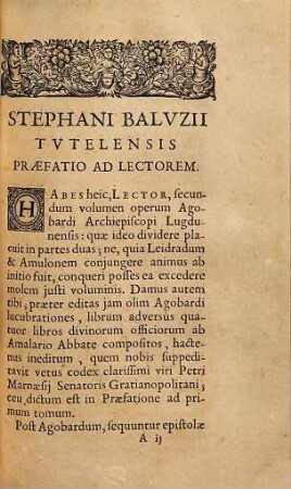 Sancti Agobardi Archiepiscopi Lvgdvnensis Opera : Item Epistolæ Et Opvscvla Leidradiet Amvlonis Archiepiscoporum Lugdunensium, Tomus Secvndvs