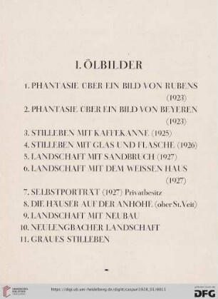 I. Ölbilder (Nr.1-20)