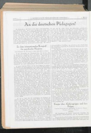 An die deutschen Pädagogen!