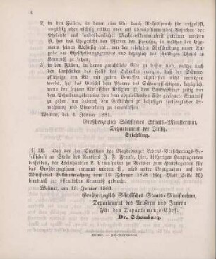 4. Ministerial-Bekanntmachung, den Wechsel in der Hauptagentur der Magdeburger Lebens-Versicherungs-Gesellschaft betreffend