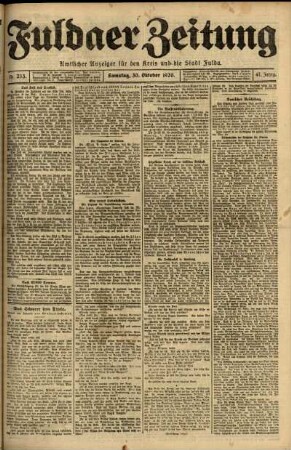 Erste Ausgabe vom Samstag, den 30. Oktober 1920.