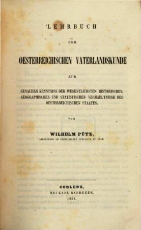 Lehrbuch der oesterreichischen Vaterlandskunde