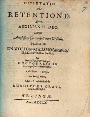 Disputatio De Retentione