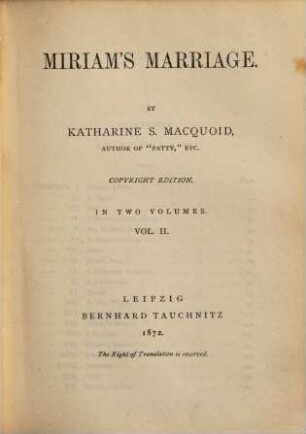 Miriam's marriage : in 2 vol., 2