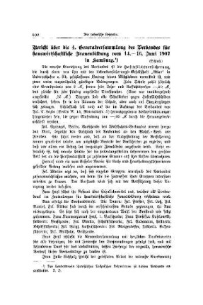 Bericht über die 4. Generalversammlung des Verbandes für hauswirtschaftliche Frauenbildung vom 14.-16. Juni 1907 in Hamburg : (Schluß)