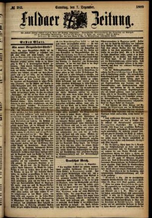 Erste Ausgabe vom Samstag, den 07. Dezember 1889.