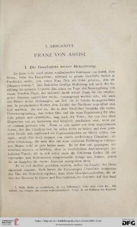 I. Abschnitt: Franz von Assisi