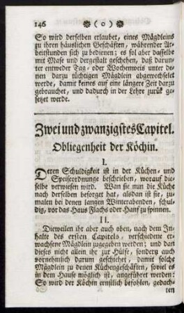 Zwei und zwanzigstes Capitel. Obliegenheit der Köchin