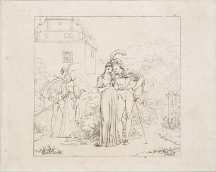 Zu Goethes "Faust": Blatt 14: Spaziergang (Faust und Gretchen, Mephisto und Frau Marthe im Garten)