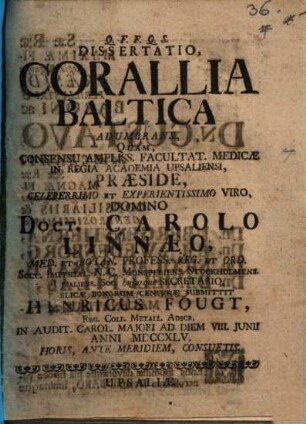 Diss. corallia Baltica adumbrans
