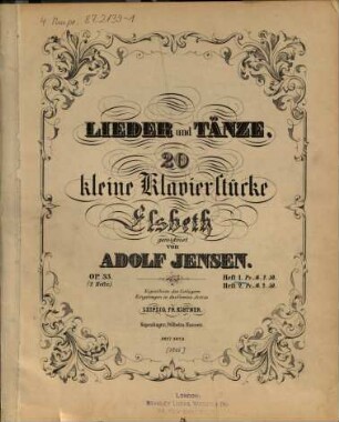 Lieder und Tänze : 20 kleine Klavierstücke ; op. 33, 1. [1866]. - 17 S. - Best.-Nr. 3027