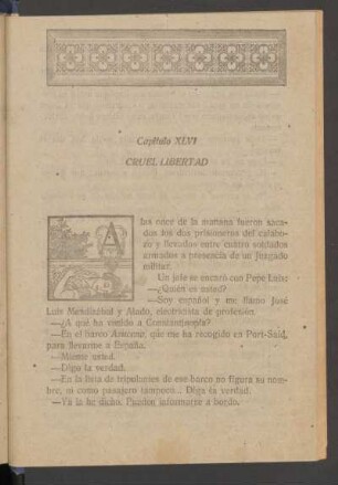 Capítulo XLVI - Cruel libertad : [Capítulos encuadernados en el orden incorrecto en el original.]