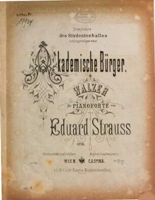 Akademische Bürger : Walzer für Pianoforte ; op. 68