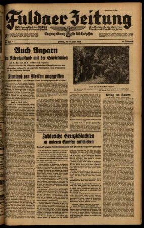 Ausgabe vom Freitag, den 27. Juni 1941.