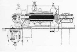 Gegendruckturbine, Längsschnitt (Brown, Boveri und Cie.) : Technikgeschichte | Maschinenbau | Kraftmaschinen | Dampfturbinen