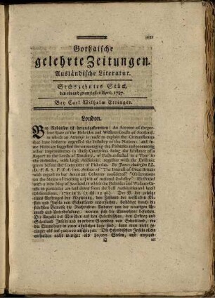 Sechszehntes Stück, den ein und zwanzigsten April, 1787.