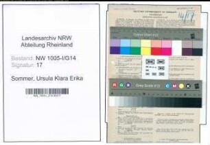 Entnazifizierung Ursula Klara Erika Sommer , geb. 06.10.1919 (Postangestellte)