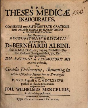 Theses medicae inaugurales