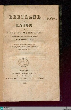 Bertrand et Raton, ou l'art de conspirer