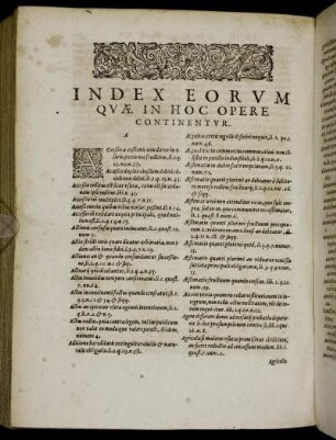 Index Eorum Quæ In Hoc Opere Continentur.
