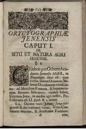 Caput I. De Situ Et Natura Agri Jenensis.