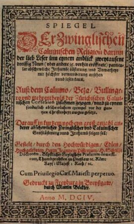 Spiegel der Zwinglischen Calvinischen Religion ...