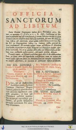 Officium Sanctorum Ad Libitum.
