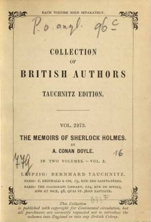 The memoirs of Sherlock Holmes, 2