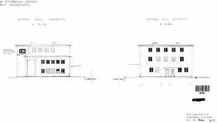 Bad Friedrichshall-Jagstfeld: Empfangsgebäude Nordwest und Südostansicht Giebel