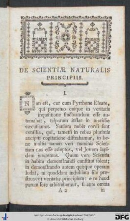 De Scientiae naturalis Principiis.