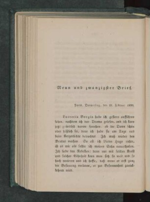 Neun und zwanzigster Brief