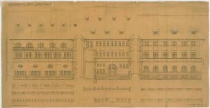Fischer, Theodor; Jena; Universität - Westflügel - Innenhof Ost, West u. Süd (Grundrisse, Ansichten, Schnitte)