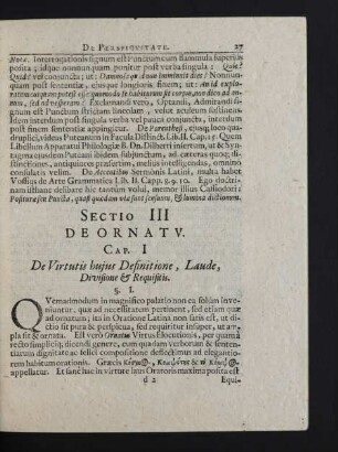 Sectio III. De Ornatu.