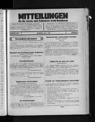 Jahrgang 1933, Hamburg, den 2. Juli, Nummer 27