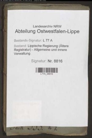 Wege-(Chaussee-)gelderhebung auf der Landstraße von Lemgo nach Erder, Bd. 1