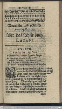 Moralische und politische anmerckungen über das sechste buch