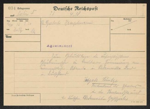 Brief von Ingolf Kuntze an Gerhart Hauptmann
