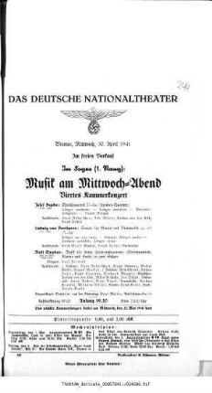 Musik am Mittwoch-Abend Viertes Kammerkonzert
