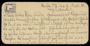 Brief von Carl Schönebeck an Wilhelm Schwaner