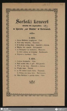 Serbski konvert ńeźelu 24. septembera w kjarcḿe "zur Bleiche" w Borkowach