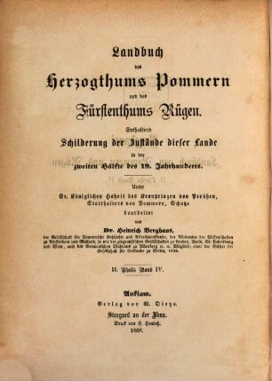 Landbuch des Herzogthums Pommern und des Fürstenthums Rügen : enthaltend Schilderung der Zustände dieser Lande in der zweiten Hälfte des 19. Jahrhunderts, Theil 2, Bd. 4. Der Saziger Kreis, insonderheit die Stadt Stargard