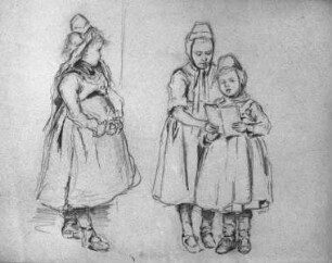 Drei junge Schwälmer Mädchen in Tracht