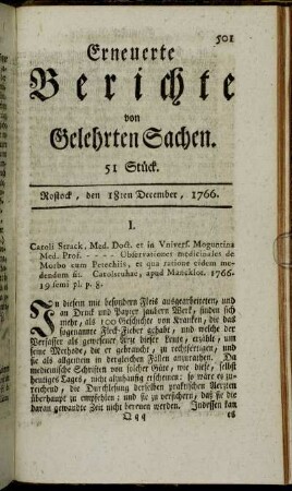 51 Stück. Rostock, den 18ten December, 1766