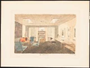 Landhaus, Nyon (Haus Schwebes, zahlreiche Varianten): Perspektivische Ansicht (Innenraum: Atelier)