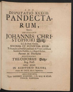 Disputatio XXXVIII. Pandectarum