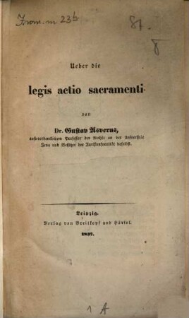 Über die legis actio sacramenti