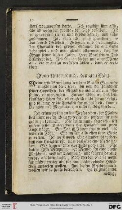 Zwote Unterredung, den 3ten Maerz