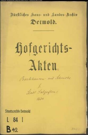 Barkhausen, Henrich und Johann Schincke gegen Stadt Salzuflen - Entschädigungsforderung