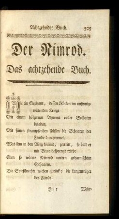 Der Nimrod. Das achtzehende Buch
